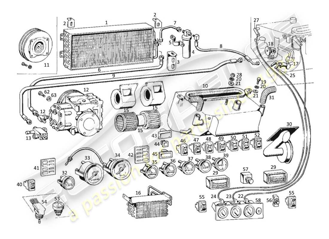 maserati kyalami bordinstrumente - klimaanlage teilediagramm