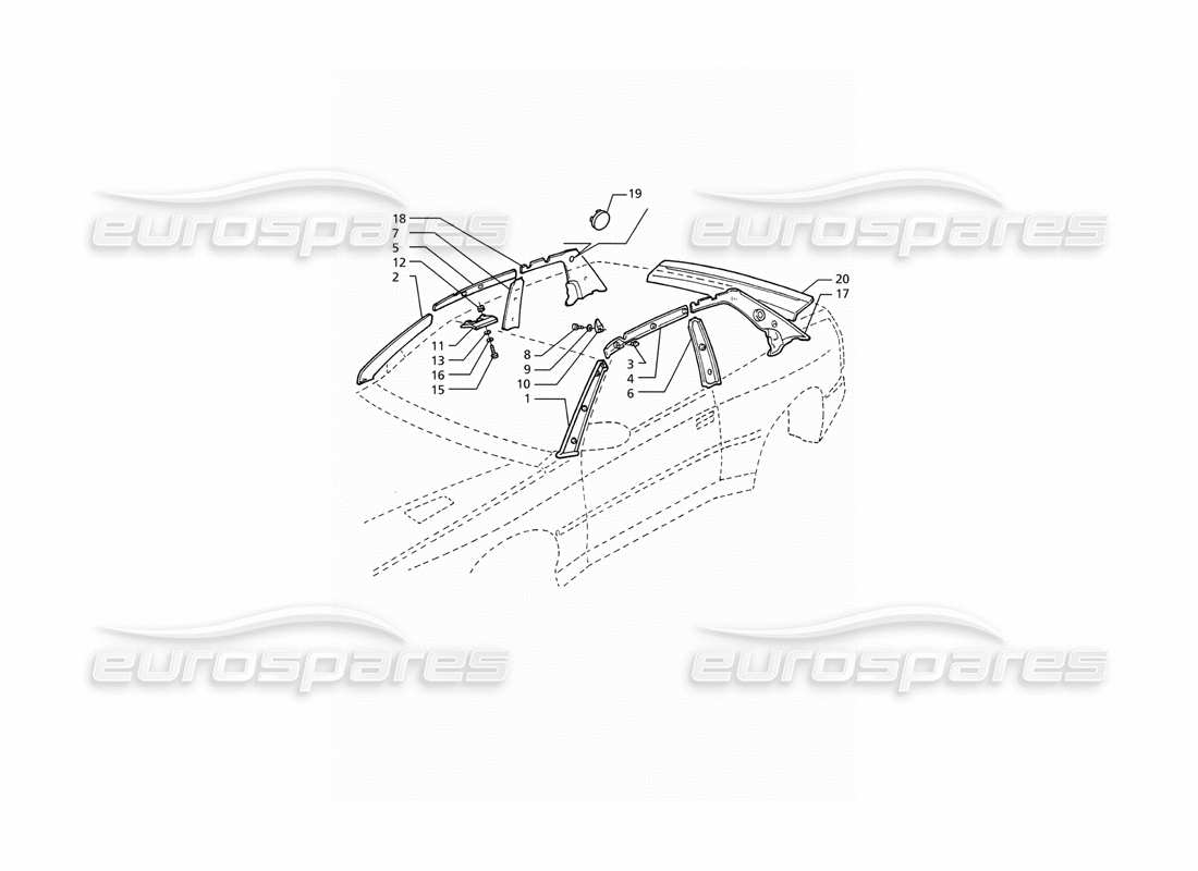 maserati ghibli 2.8 gt (variante) innenverkleidungen: säulenteildiagramm