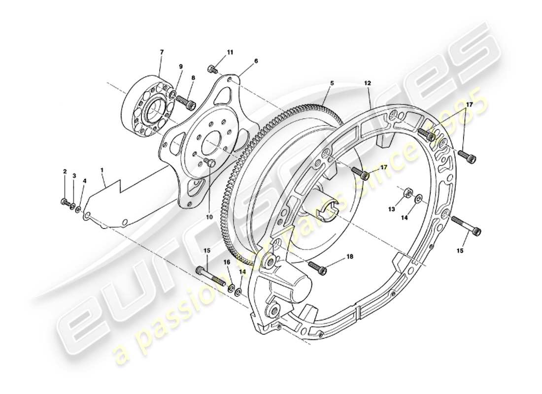 aston martin v8 volante (1999) teilediagramm für drehmomentwandler