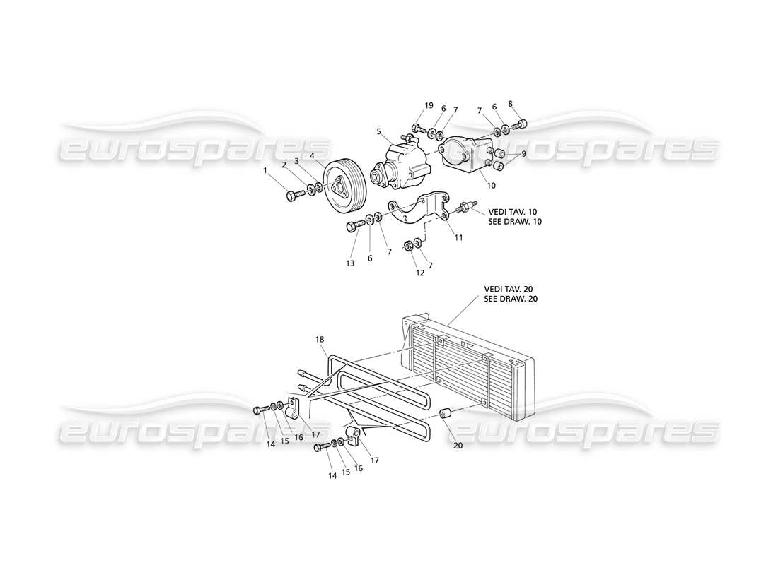 maserati qtp v6 evoluzione servolenkungspumpe und ölkühler teilediagramm