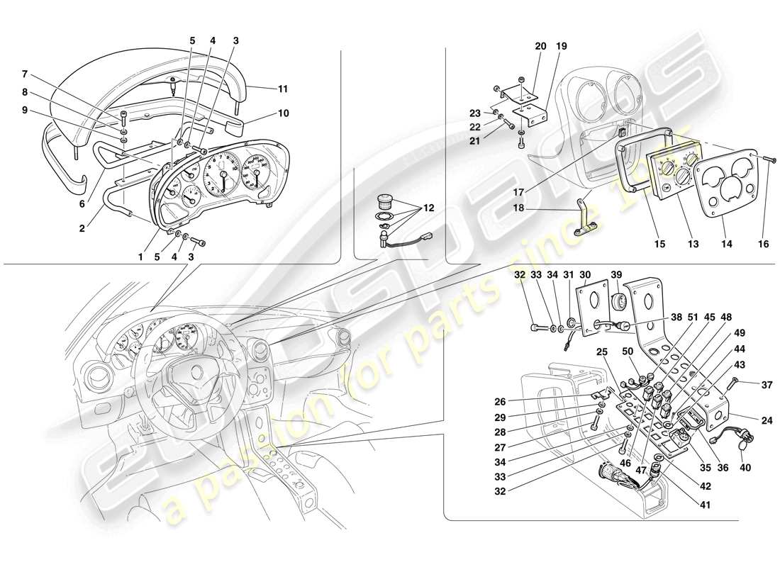 maserati mc12 armaturenbrett-instrumente teilediagramm