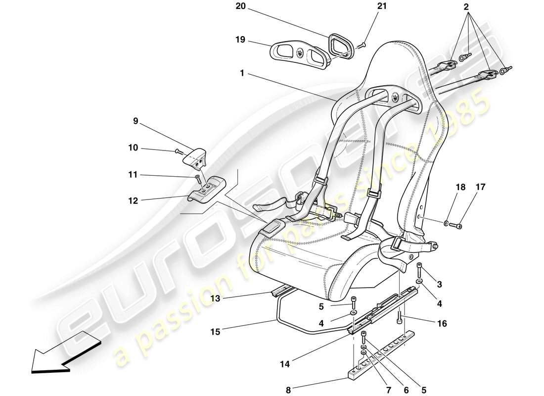 maserati mc12 sicherheits- und sicherheitsgurte teilediagramm