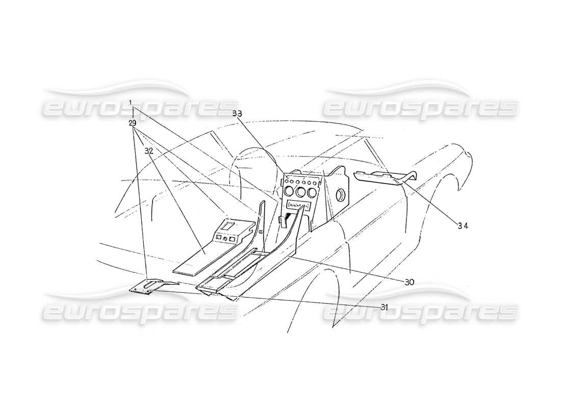 ferrari 330 gtc / 365 gtc (coachwork) mittelkonsole (serie 1) teilediagramm