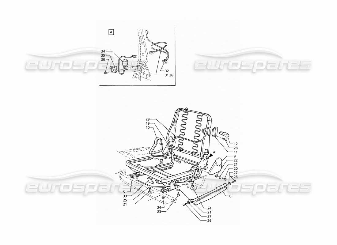 maserati ghibli 2.8 (abs) struktur der vordersitze teilediagramm