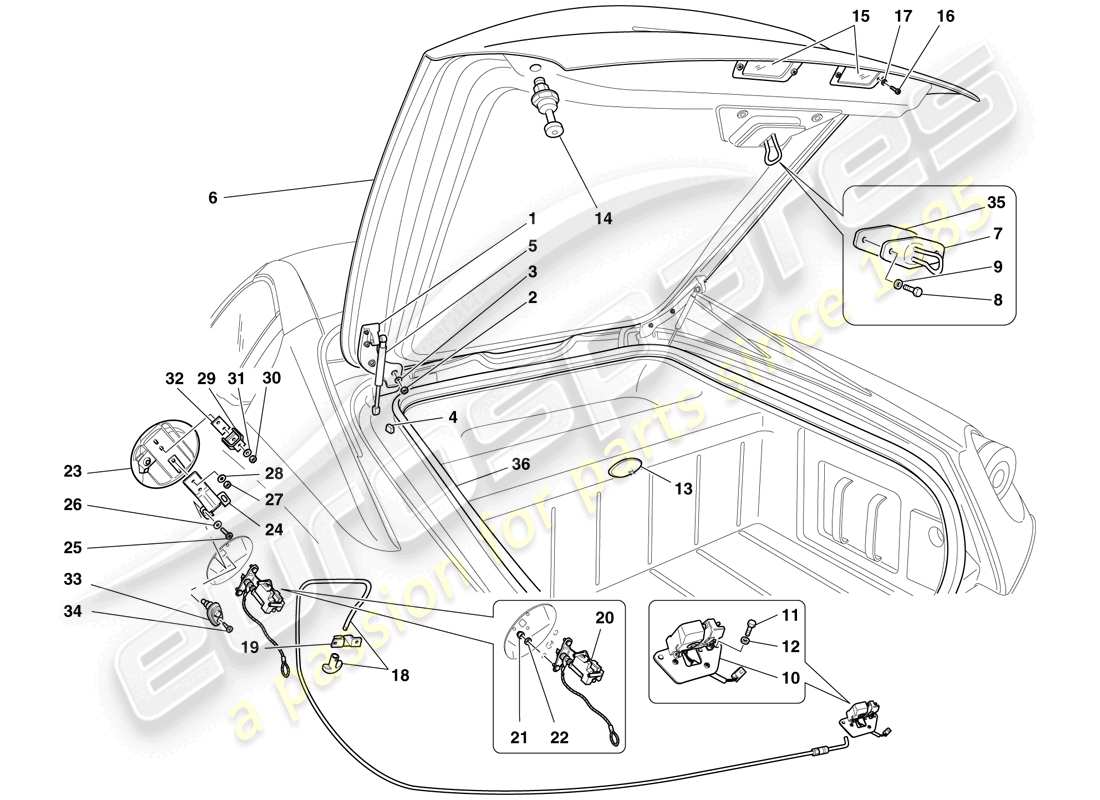 ferrari 599 sa aperta (europe) gepäckraumdeckel und tankklappe teilediagramm