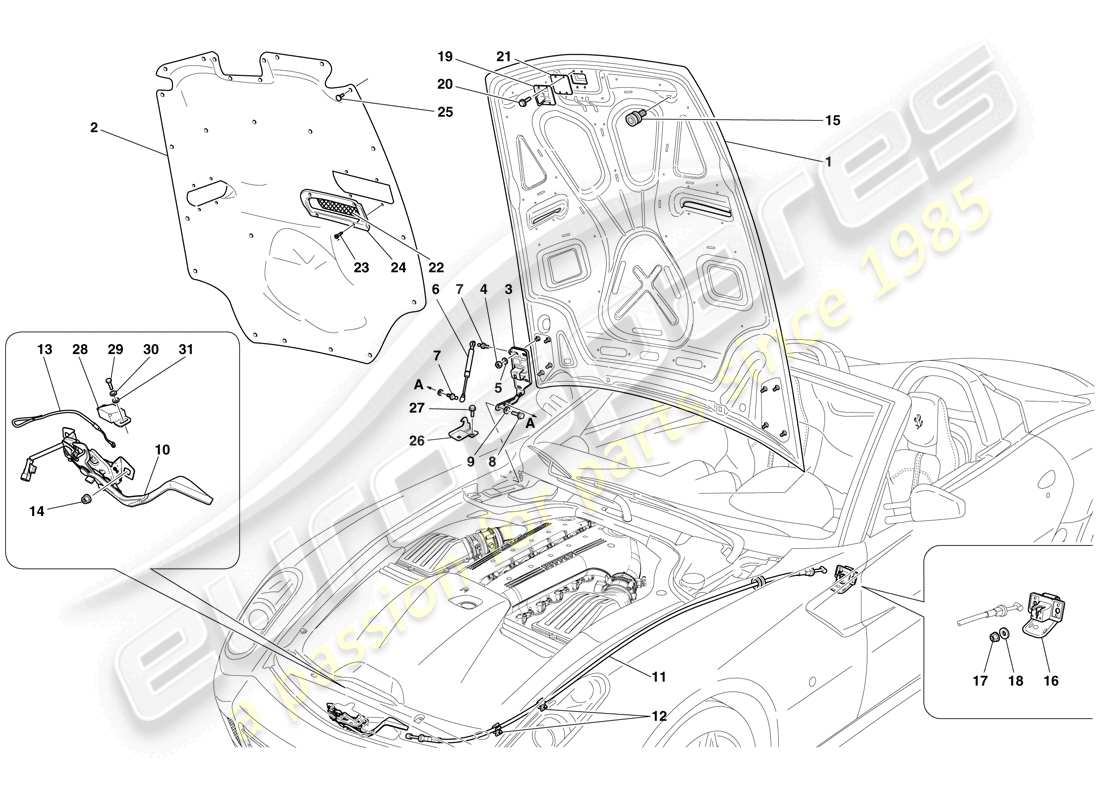 ferrari 599 sa aperta (europe) motorraumdeckel - ersatzteildiagramm