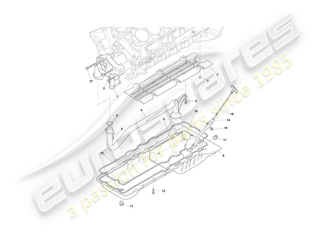 aston martin db7 vantage (1999) teilediagramm für ölpumpe und ölwanne