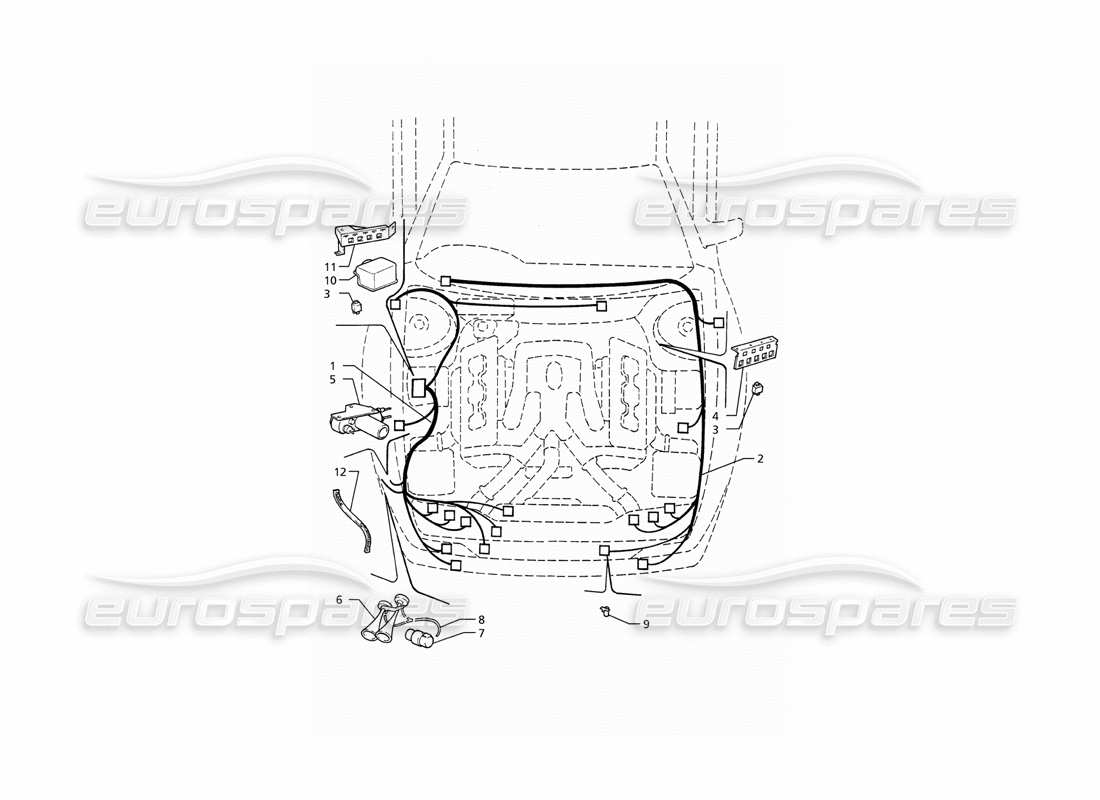 maserati ghibli 2.8 (abs) elektrisches system: teilediagramm motorraum (rechtsantrieb)