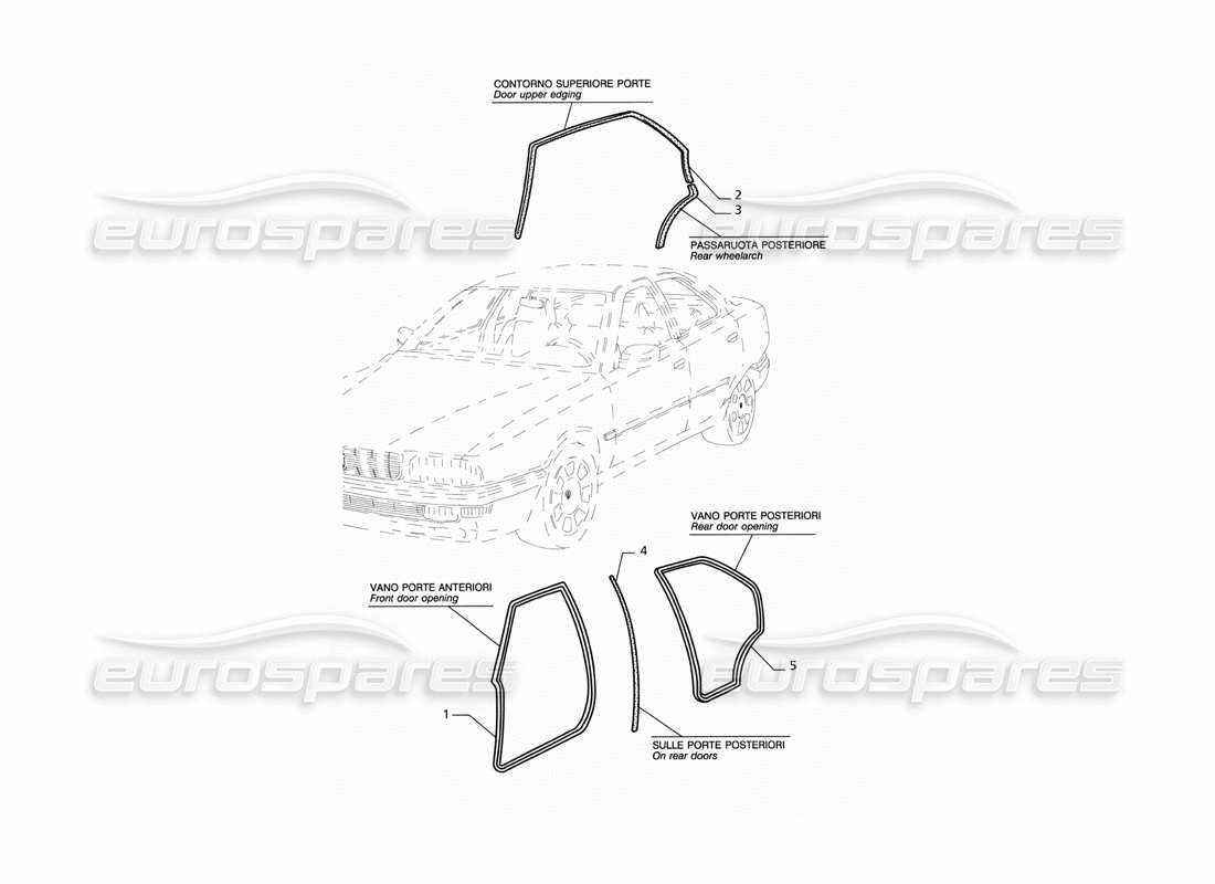 maserati qtp v6 (1996) teilediagramm für externe dichtungen