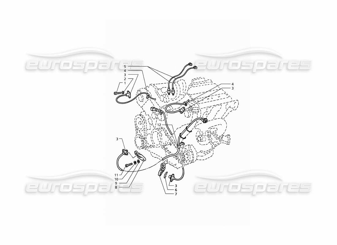 maserati qtp. 3.2 v8 (1999) zeitsteuerung des zündsystems: sensoren teilediagramm