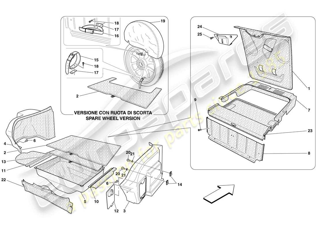 ferrari 599 sa aperta (europe) gepäckraumverkleidung teilediagramm