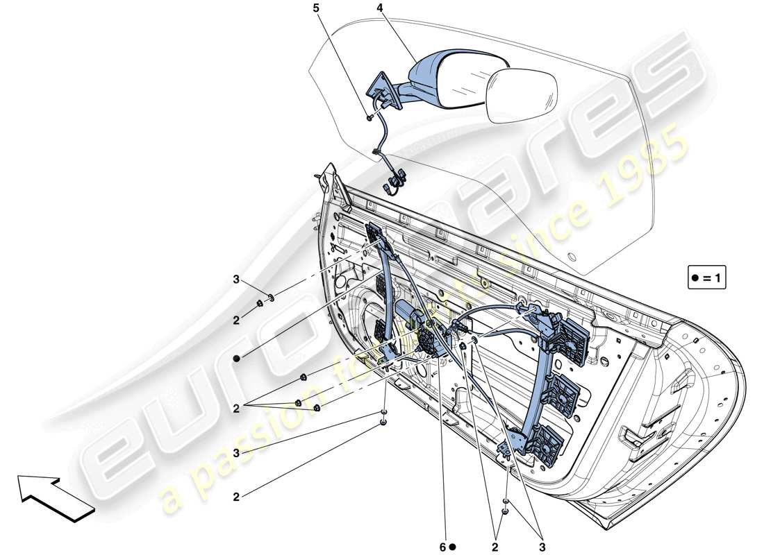 ferrari f12 tdf (rhd) türen - elektrische fensterheber und rückspiegel ersatzteildiagramm