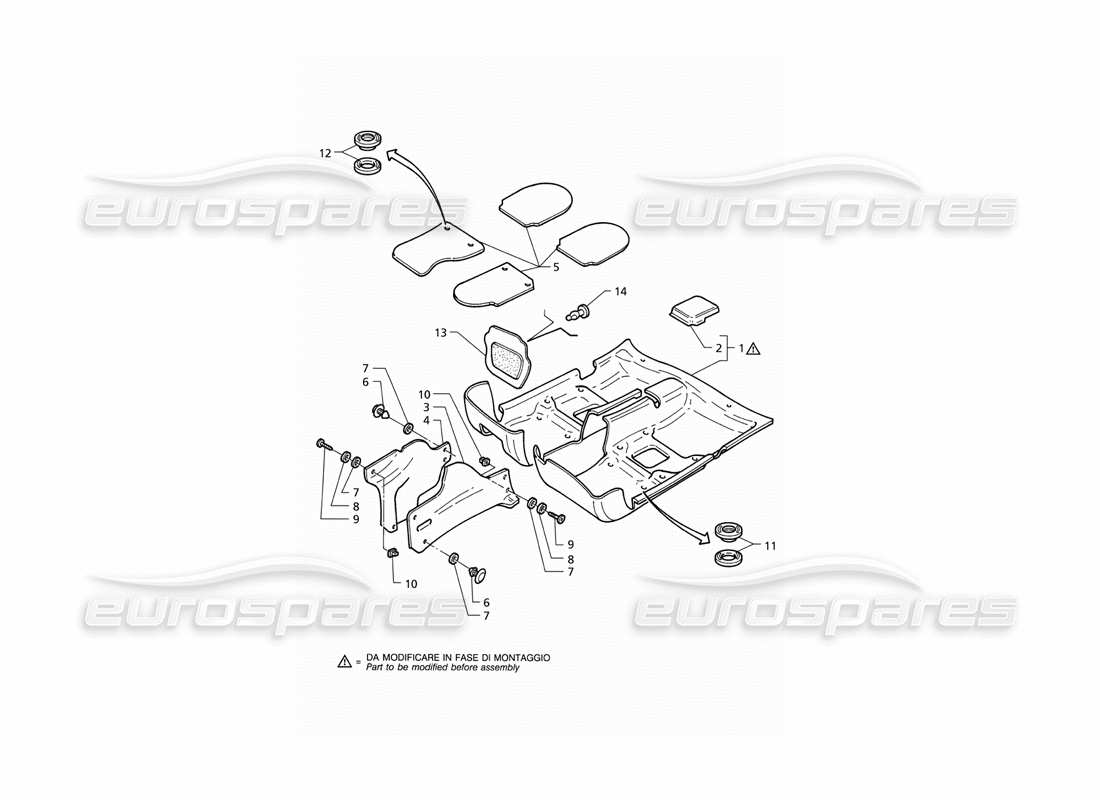 maserati qtp v6 (1996) passenger compartment carpets: vehicles with double airbag part diagram