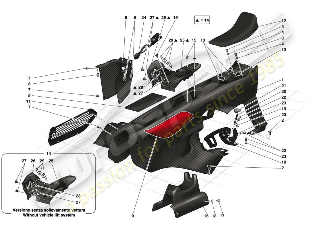 ferrari laferrari (usa) passenger compartment trim and accessories part diagram