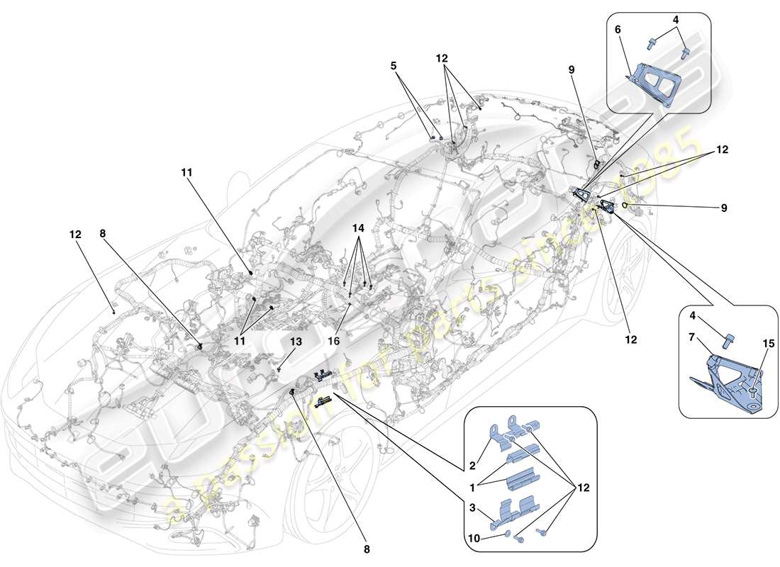 ferrari ff (europe) verschiedene befestigungen für die elektrische anlage teilediagramm
