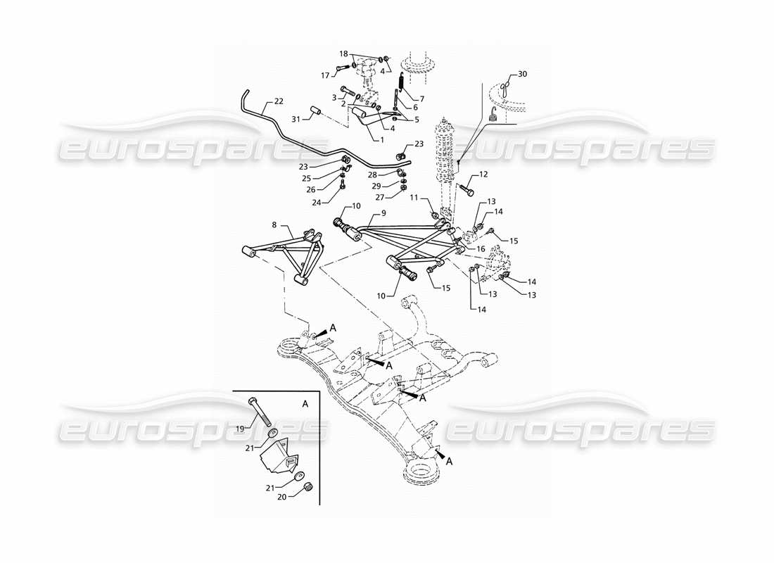 maserati ghibli 2.8 gt (variante) teilediagramm für hinterradaufhängung und stabilisator