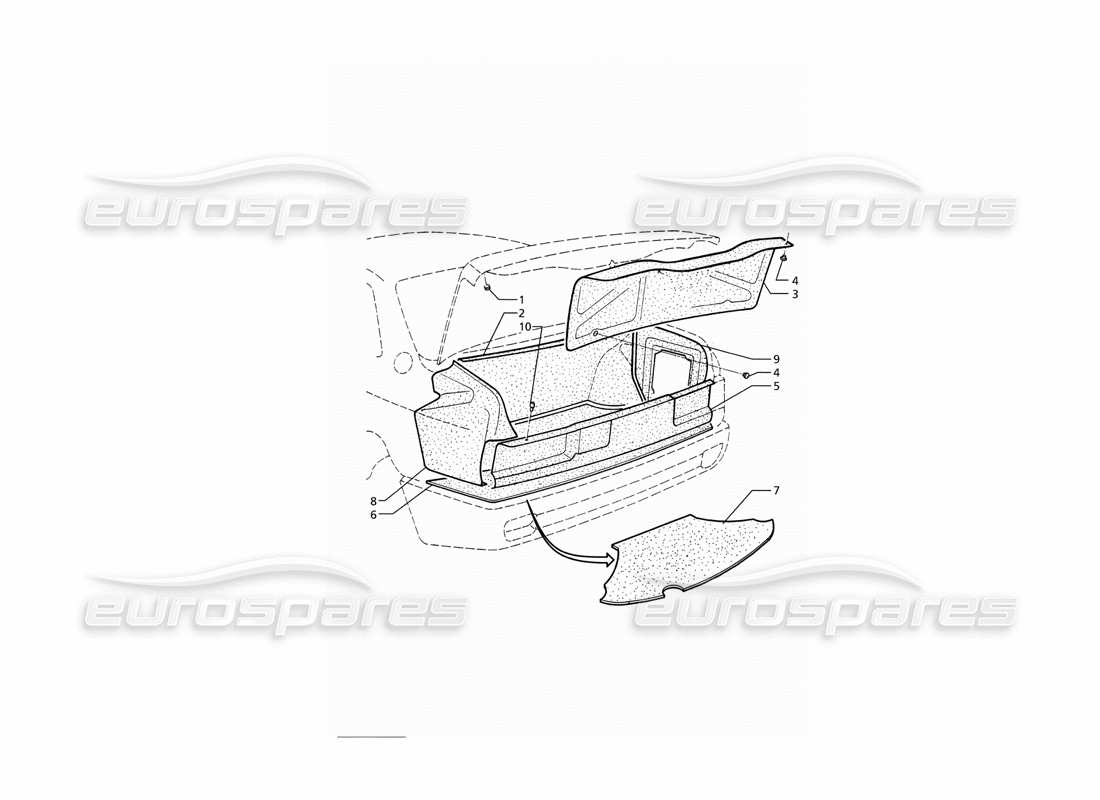 maserati ghibli 2.8 (abs) kofferraum: teppiche teilediagramm