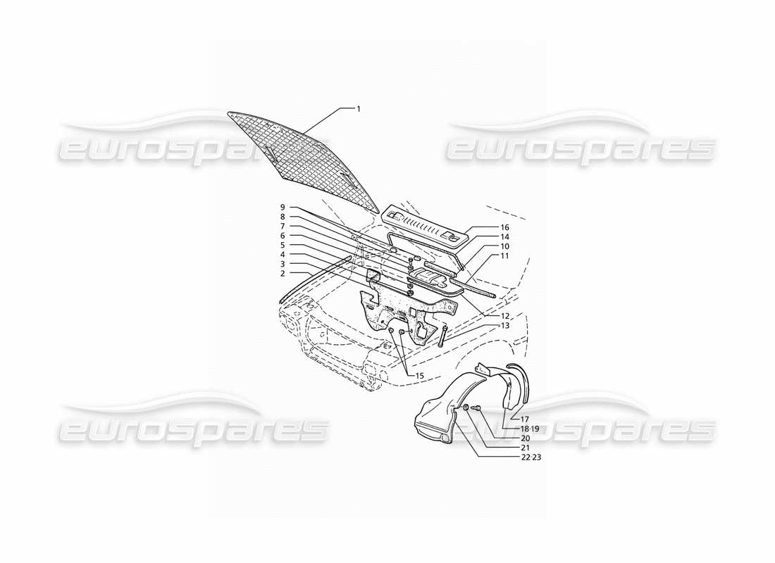 maserati ghibli 2.8 (abs) teilediagramm für motorhaube und motorraum