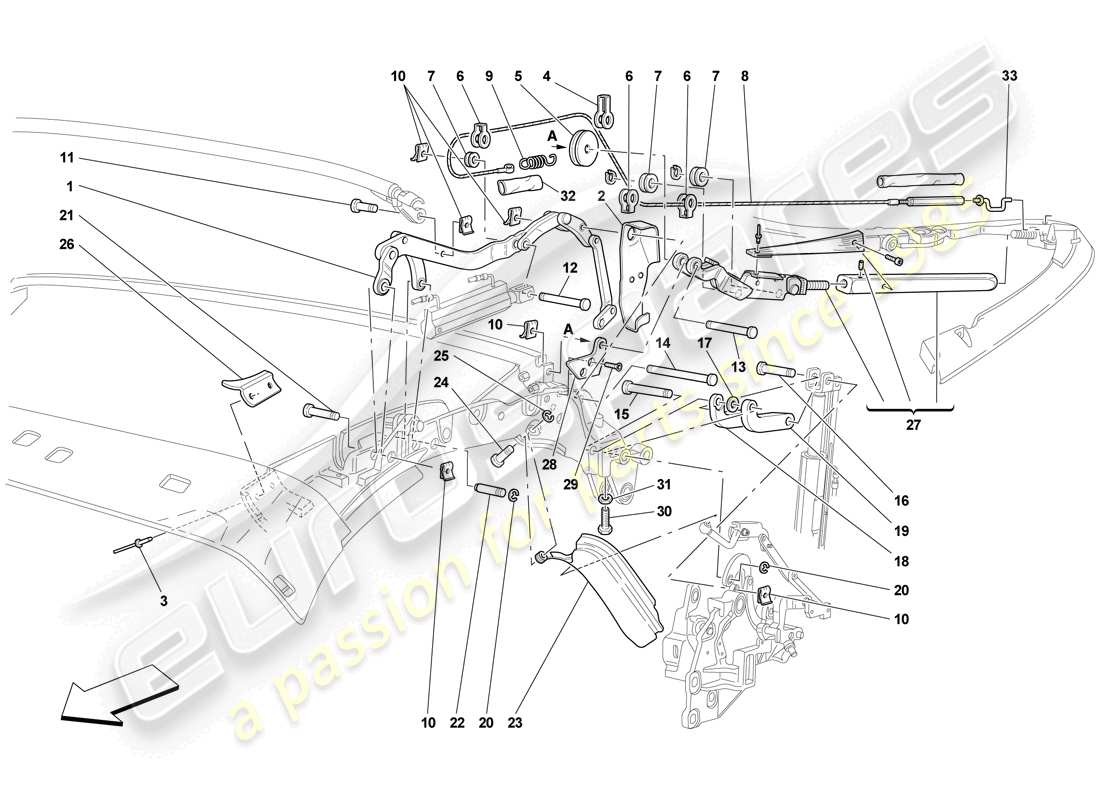 ferrari f430 scuderia spider 16m (europe) dach-kinematik - oberteil teilediagramm