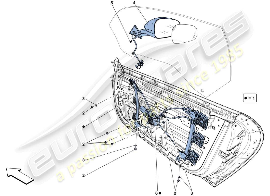 ferrari f12 tdf (europe) türen - elektrische fensterheber und rückspiegel ersatzteildiagramm