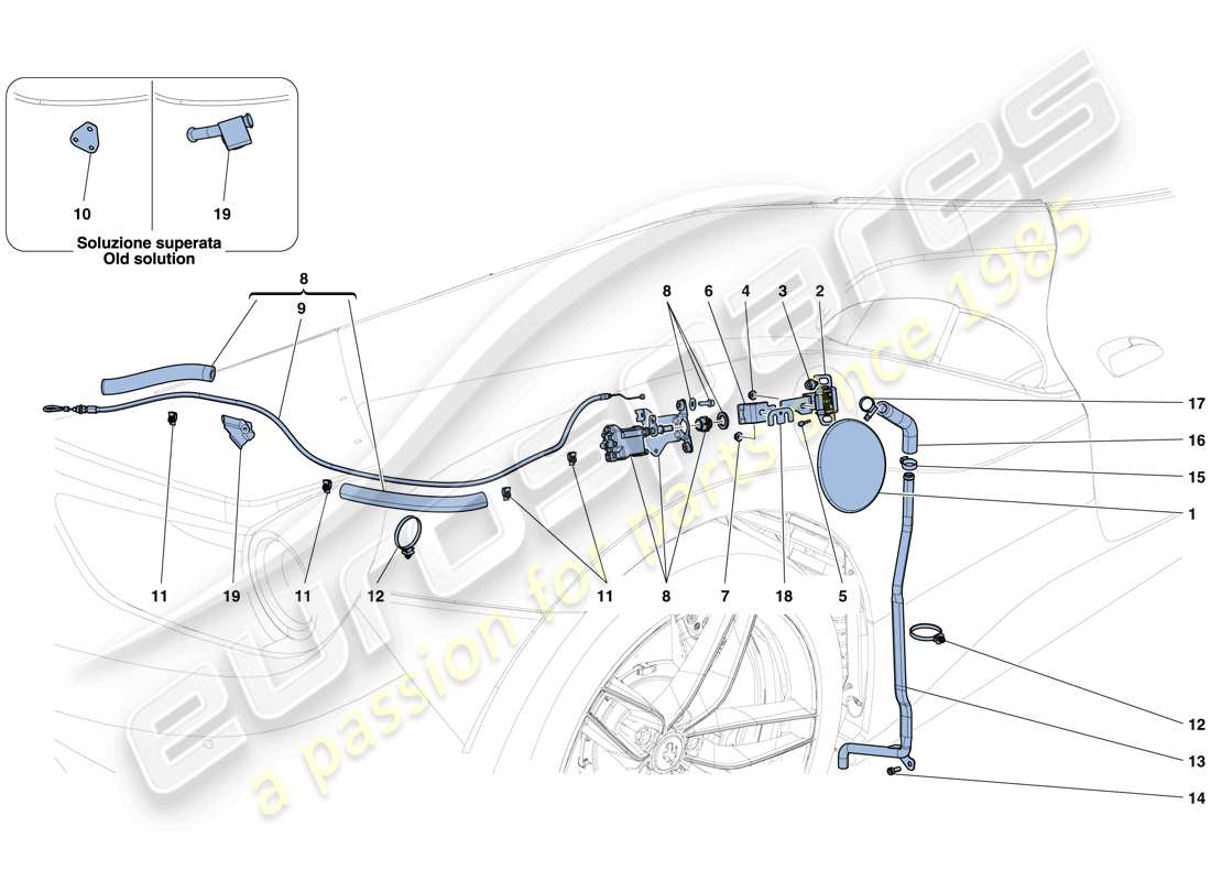 ferrari 488 spider (europe) tankklappe und bedienelemente teilediagramm