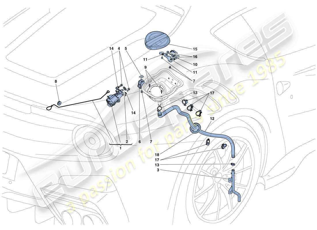 ferrari f12 tdf (usa) tankklappe und bedienelemente teilediagramm