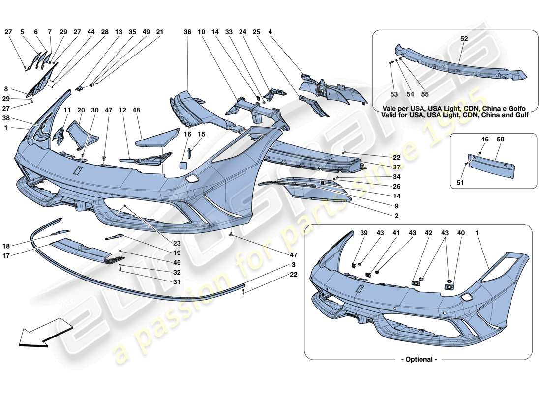 ferrari 458 speciale aperta (usa) frontstoßstange teilediagramm