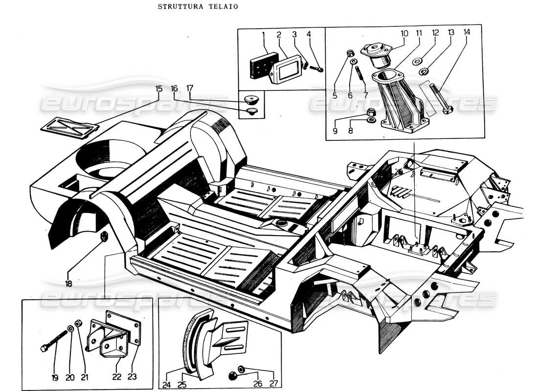 lamborghini espada fahrgestellbefestigungen teilediagramm