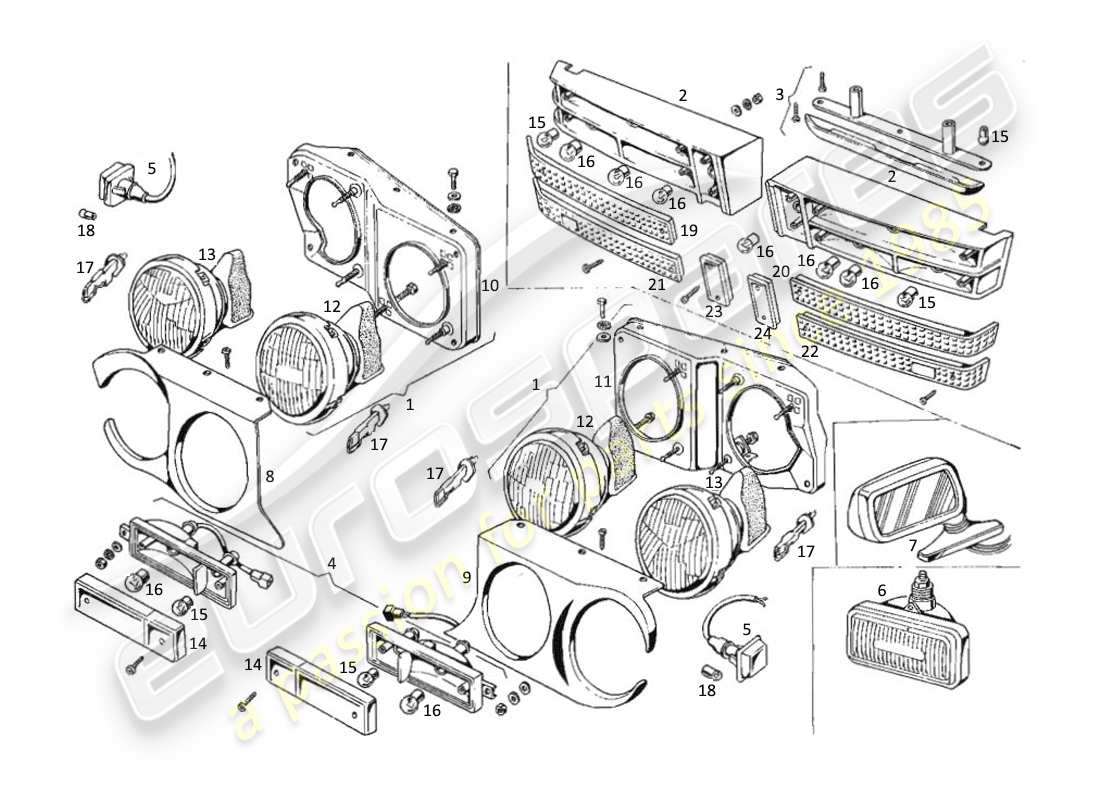 maserati kyalami beleuchtung teilediagramm