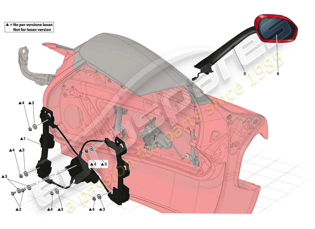 ferrari laferrari (usa) türen – elektrische fensterheber und rückspiegel teilediagramm