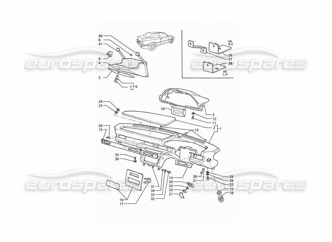 maserati ghibli 2.8 (abs) teilediagramm für instrumententafel (rechtsantrieb)