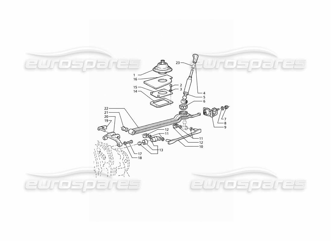 maserati ghibli 2.8 (abs) getrag getriebe 6 geschwindigkeit: außensteuerung teilediagramm