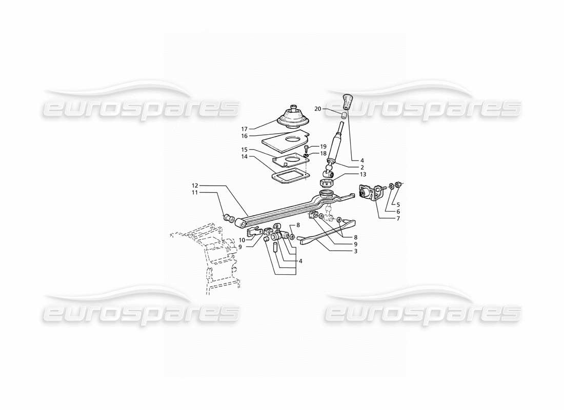 maserati ghibli 2.8 (abs) getrag getriebe 5 geschwindigkeit: außensteuerung teilediagramm