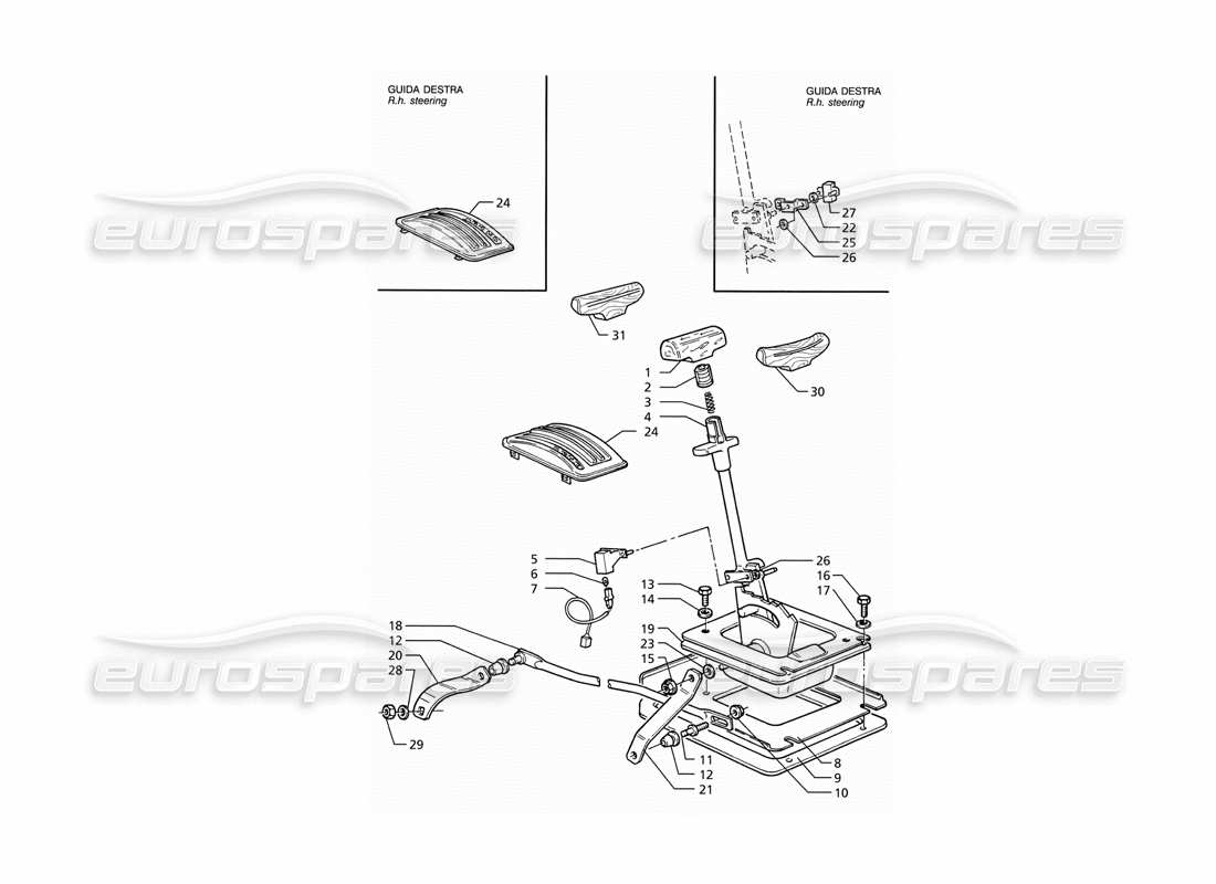 maserati ghibli 2.8 (abs) automatikgetriebe (4hp) teilediagramm für externe bedienelemente