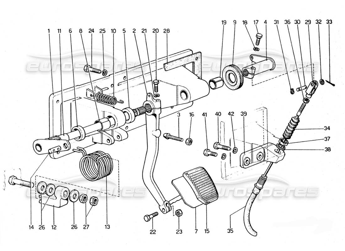 ferrari 365 gtc4 (mechanical) kupplungspedal - revision (lhd) teilediagramm