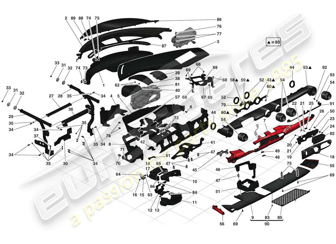 ferrari laferrari (europe) dashboard-ersatzteildiagramm
