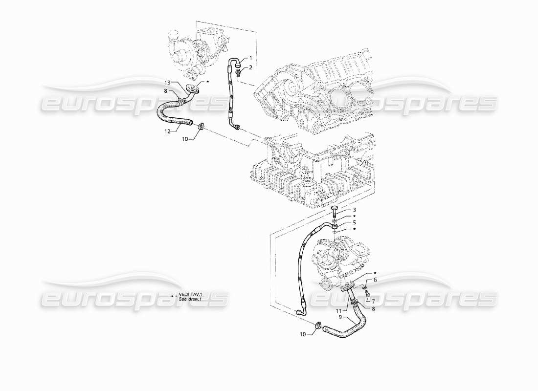 maserati qtp v8 (1998) schmierteildiagramm für turbogebläse