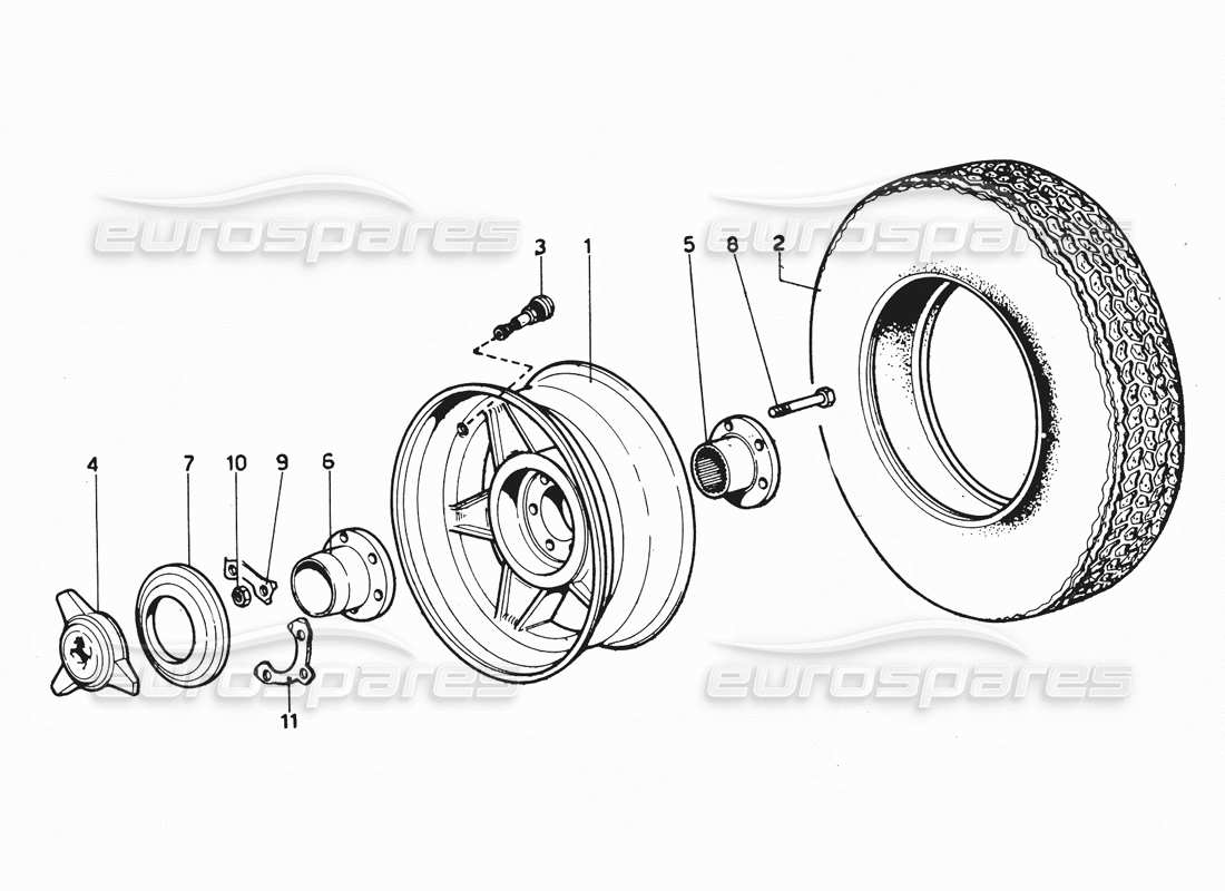 ferrari 365 gtc4 (mechanical) räder – überarbeitung teilediagramm