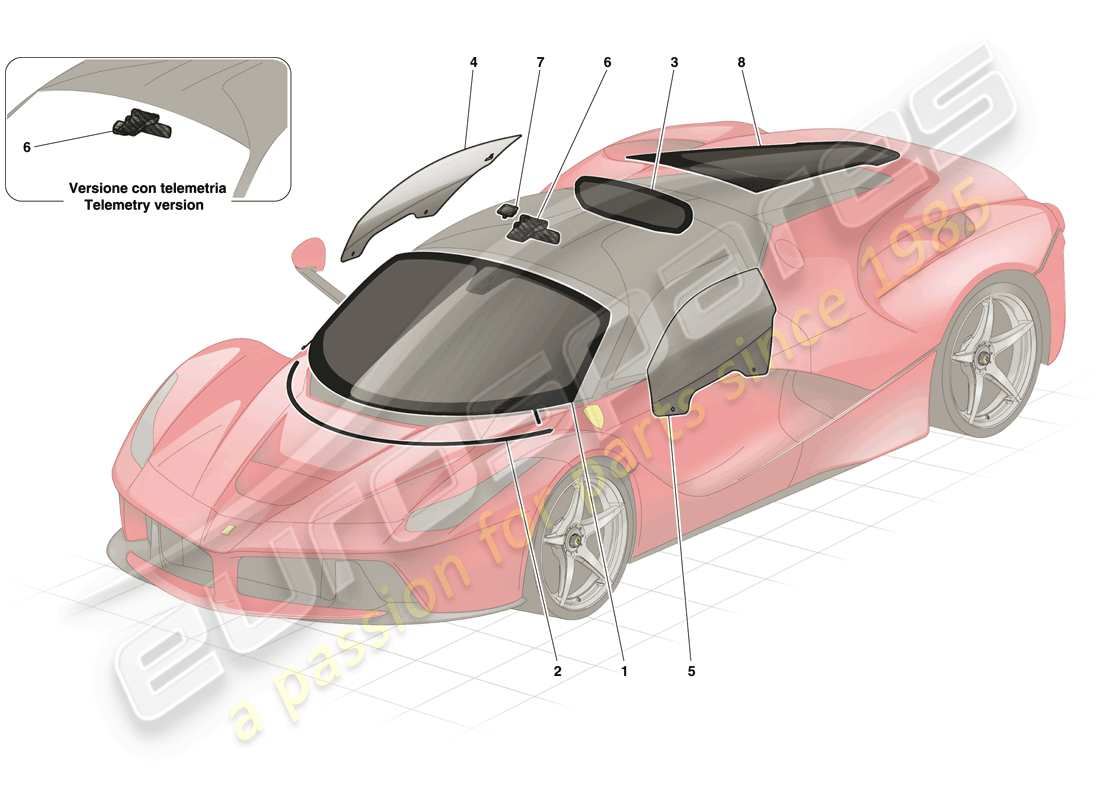 ferrari laferrari (europe) fenster und bildschirme teilediagramm
