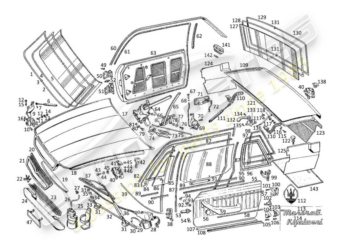 maserati kyalami motorhauben und türen teilediagramm