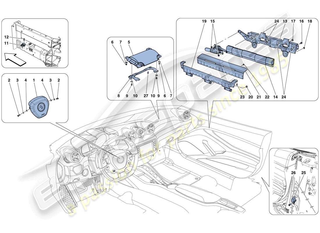 ferrari california t (rhd) airbags teilediagramm