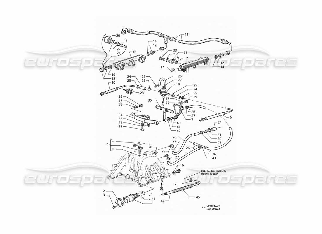 maserati qtp v6 (1996) injection system accessories (rhd) part diagram