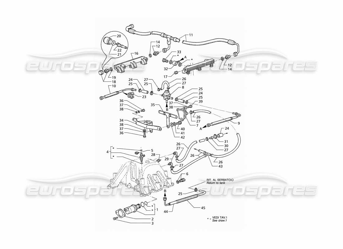 maserati qtp v6 (1996) zubehör für einspritzsysteme (lhd) teilediagramm