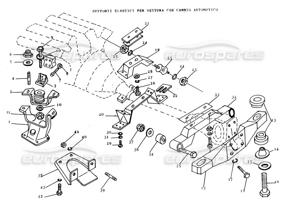 lamborghini espada halterungen und stützen für automatikgetriebe teilediagramm