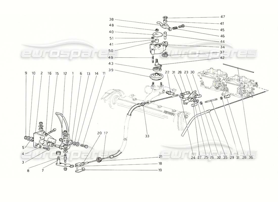 ferrari 308 gt4 dino (1976) drosselklappensteuerung (1 verteiler) teilediagramm