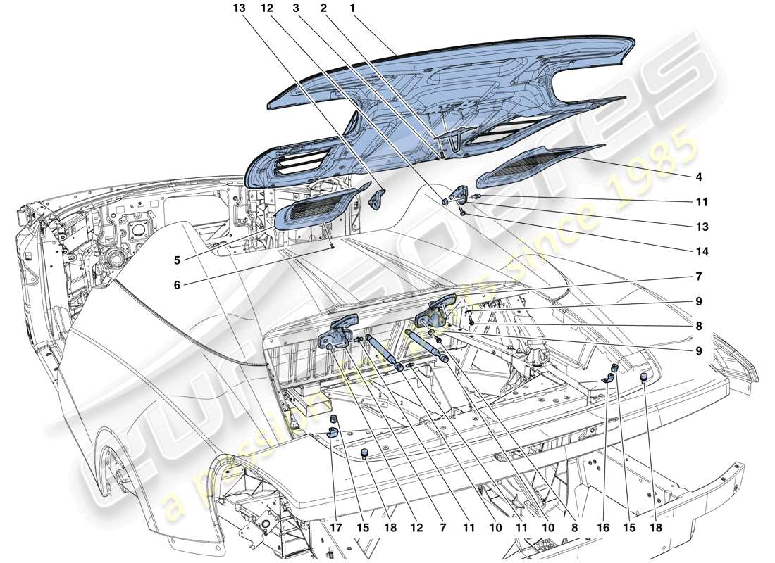 ferrari 458 speciale aperta (usa) motorraumdeckel - ersatzteildiagramm