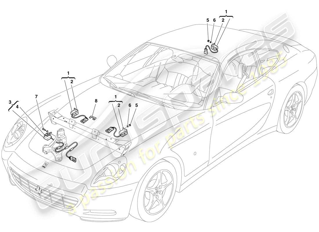 ferrari 612 sessanta (rhd) acceleration sensors part diagram