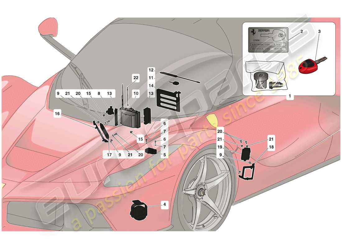 ferrari laferrari (europe) diebstahlsicherungssystem - teilediagramm