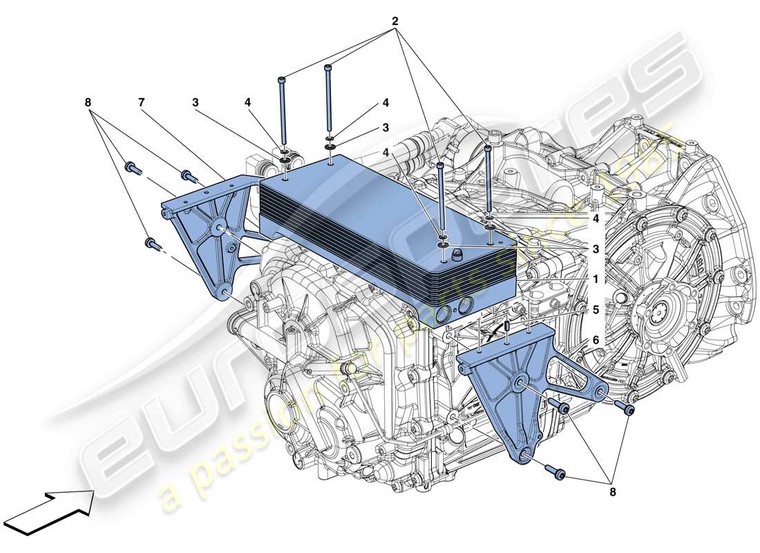 ferrari 488 spider (rhd) getriebeölkühler ersatzteildiagramm