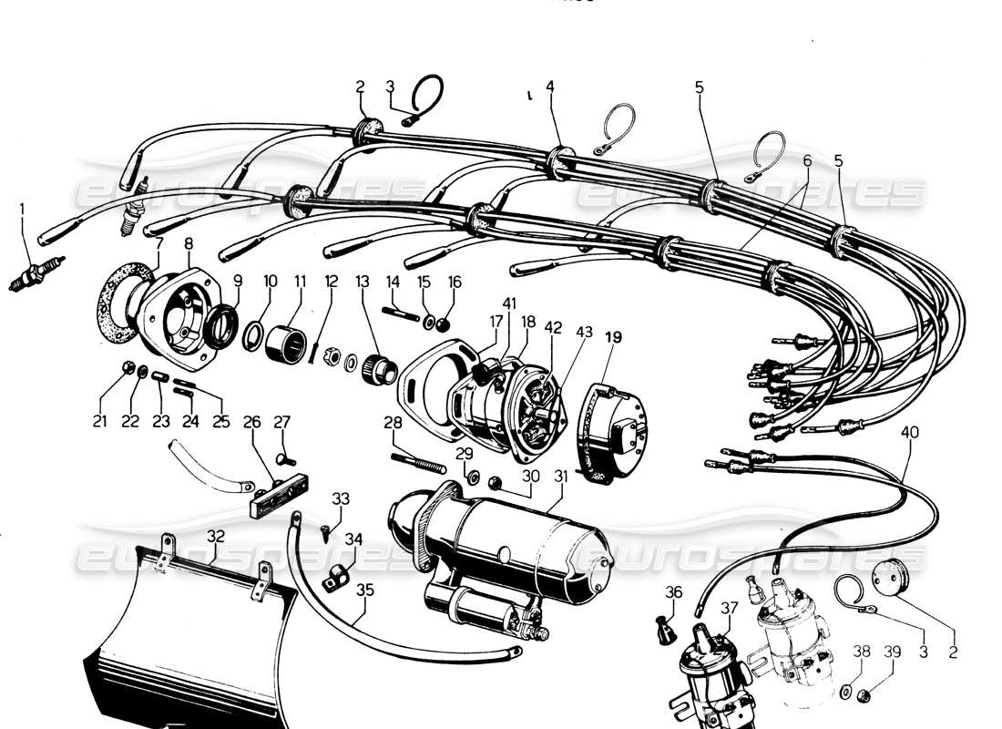 lamborghini espada elektrik und verteilung, serie iii teilediagramm